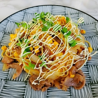 砂肝の中華パスタ